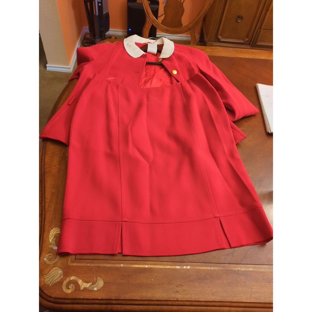 Rena Lange Red Skirt Suit Size 14